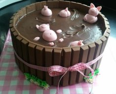 Swimming Pigs Kit Kat Chocolate Cake