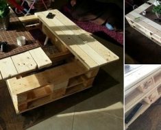 Pallet Coffee Table With Storage, Slide Out And Lift
