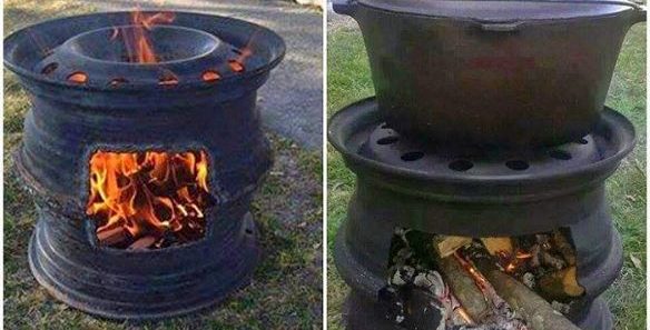 How To Make A Fire Pit BBQ Out of Car Wheels